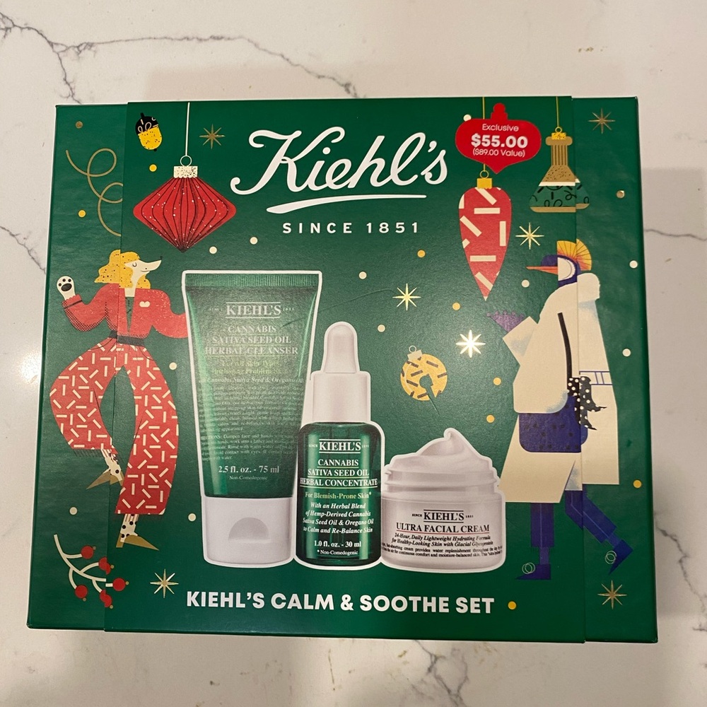 Kiehl's Calm & Soothe Set - Cleanser, Herbal Concentrate and Facial Cream